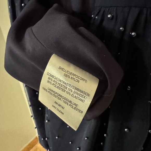 GAL MEETS GLAM Pleats Beaded Navy Blue Dress - Size 8 - Picture 7 of 7